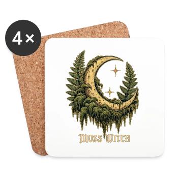 Sorcière des Bois Sombres, Sorcière de la Mousse Forêt Gothique Cresce - Dessous de verre (lot de 4) - blanc - Devant