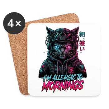 Katze Ich Bin gegen Morgende Allergisch - Untersetzer (4er-Set) - Weiß - Vorne