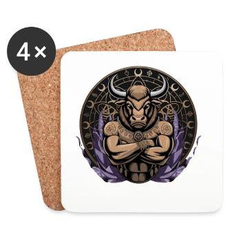 Mystic Taurus Zodiac Taurus Esoteric Symbol - Coasters (set of 4) - white - Front