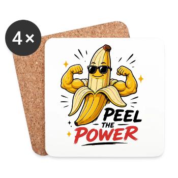 Peel The Power Drôle Muscle Banana Fitness - Dessous de verre (lot de 4) - blanc - Devant
