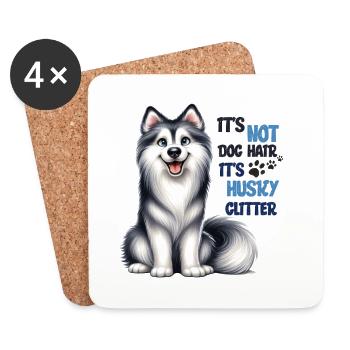 Husky Paillettes Husky Drôle Husky Dog Lover Design Merch - Dessous de verre (lot de 4) - blanc - Devant
