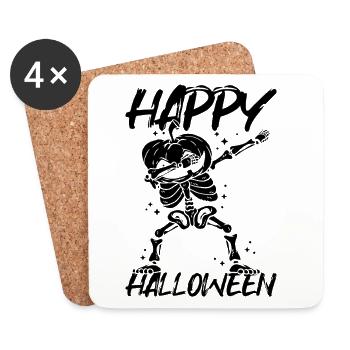 Danse du dab à la citrouille d’Halloween Squelette d’Halloween - Dessous de verre (lot de 4) - blanc - Devant