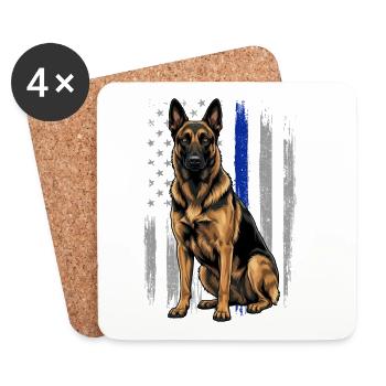 Drapeau américain de la ligne bleue malinois belge - Dessous de verre (lot de 4) - blanc - Devant