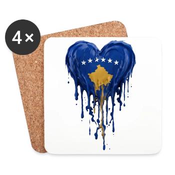 Kosovo Blue Heart Drop - Coasters (set of 4) - white - Front