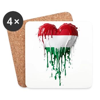 Heart with Hungarian flag - Coasters (set of 4) - white - Front