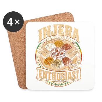 Éthiopie, Injera éthiopien Passionné - Dessous de verre (lot de 4) - blanc - Devant