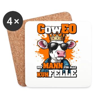 CowEO CEO Kuhstall Chef | Führungskraft Landwirt  - Untersetzer (4er-Set) - Weiß - Vorne
