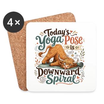 Spirale descendante de la vache de yoga - Dessous de verre (lot de 4) - blanc - Devant