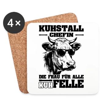 Kuhstall Chefin | Führungskraft Landwirt | Bauer - Untersetzer (4er-Set) - Weiß - Vorne