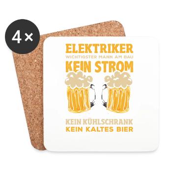 Elektriker Kein Strom Kein Bier - Untersetzer (4er-Set) - Weiß - Vorne