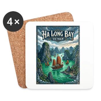 Baie de Ha Long, Vietnam - Dessous de verre (lot de 4) - blanc - Devant