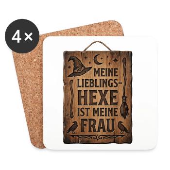 Lieblingshexe Holzschild Hexe Frau - Untersetzer (4er-Set) - Weiß - Vorne