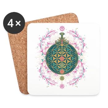 Spiritualité Géométrie Sacrée Fleur de Lotus Zen - Dessous de verre (lot de 4) - blanc - Devant