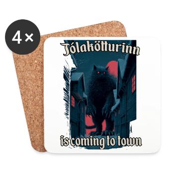 Créature mythique du Chat de Yule ólakötturinn - Dessous de verre (lot de 4) - blanc - Devant