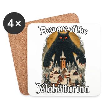 Chat de Noël Jólakötturinn Chat de Noël islandais - Dessous de verre (lot de 4) - blanc - Devant