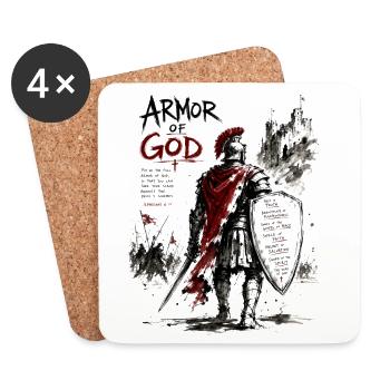 Rüstung Gottes Krieger - Untersetzer (4er-Set) - Weiß - Vorne