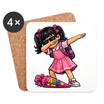 Dabbing ABC-Schützin schwarze Haare - Untersetzer (4er-Set) - Weiß - Vorne