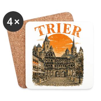 Vintage Trier Skyline historische Straßenansicht - Untersetzer (4er-Set) - Weiß - Vorne