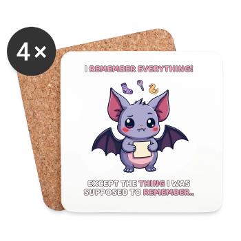 Je me souviens de tout – Humour de chauve-souris avec le TDAH - Dessous de verre (lot de 4) - blanc - Devant