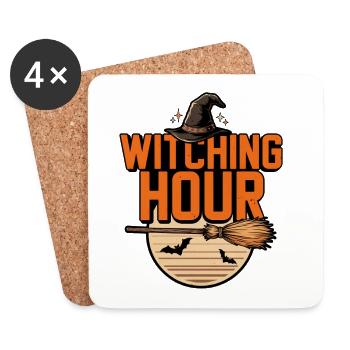 Witch Halloween – Heure des sorcières - Dessous de verre (lot de 4) - blanc - Devant