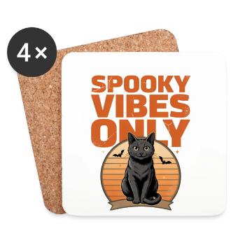 Black Cat Halloween – Spooky Vibes Only - Coasters (set of 4) - white - Front
