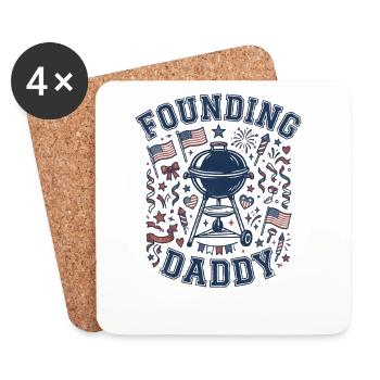 Daddy BBQ Grill – Post drôle du 4 juillet - Dessous de verre (lot de 4) - blanc - Devant