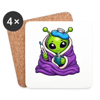 Alien câlin Froid Douillet - Dessous de verre (lot de 4) - blanc - Devant
