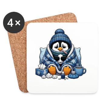 Tenue câline de pingouin d’hiver avec froid - Dessous de verre (lot de 4) - blanc - Devant