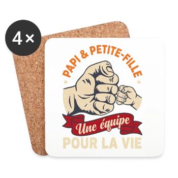 Papi et Petite-Fille Équipe Pour La Vie Vintage - Dessous de verre (lot de 4) - blanc - Devant