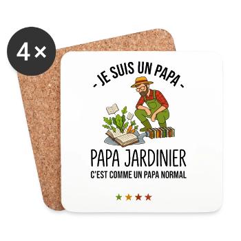 Papa Jardinier Cultivé Humour Fête des Pères - Dessous de verre (lot de 4) - blanc - Devant
