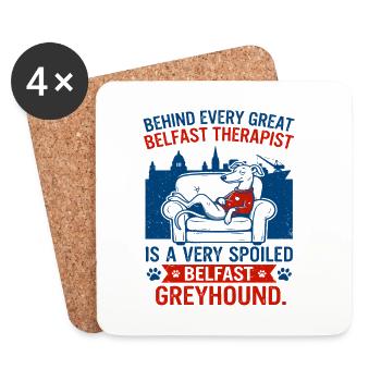 Thérapeute de Belfast et chien lévrier gâté - Dessous de verre (lot de 4) - blanc - Devant