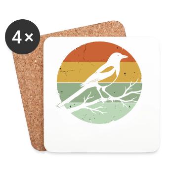 Oiseau pie animal - Dessous de verre (lot de 4) - blanc - Devant