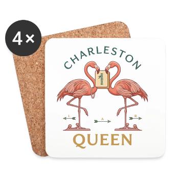Mahjong Charleston Queen Flamingo - Coasters (set of 4) - white - Front