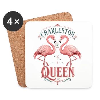 Mahjong Charleston Queen Flamingo - Coasters (set of 4) - white - Front