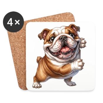 Motif de bouledogue joyeux - Dessous de verre (lot de 4) - blanc - Devant