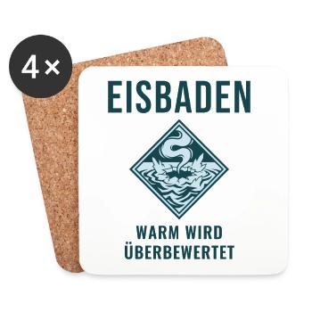 Eisbaden Warm Wird Überbewertet Winterbaden - Untersetzer (4er-Set) - Weiß - Vorne