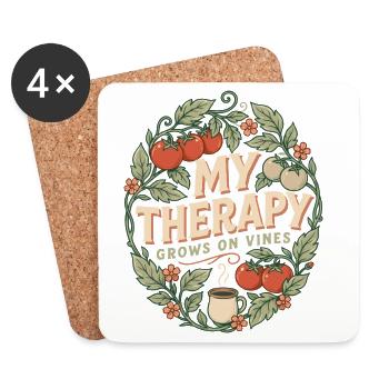 Ma thérapie se développe sur des vignes - Dessous de verre (lot de 4) - blanc - Devant