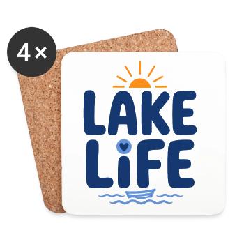 Logo du Coucher de soleil de la vie au lac - Dessous de verre (lot de 4) - blanc - Devant
