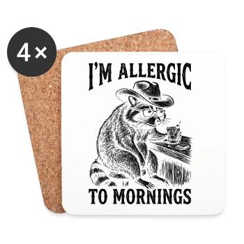 Raccoon I'm allergic to Morgende - Coasters (set of 4) - white - Front