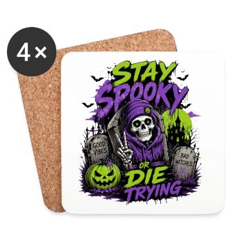 Stay Spooky or Die Trying – Halloween Skull - Untersetzer (4er-Set) - Weiß - Vorne