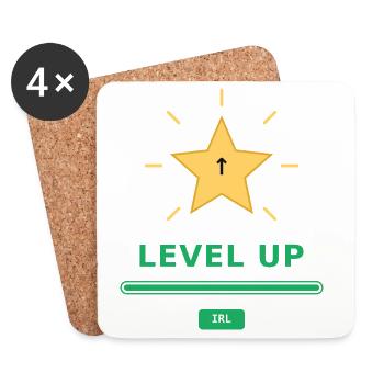 Level Up IRL – Gamer Motivation - Dessous de verre (lot de 4) - blanc - Devant