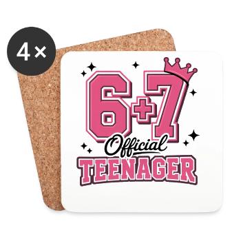 13. Geburtstags-Shirt Lustiges Meme 67. Geburtstag 13 - Untersetzer (4er-Set) - Weiß - Vorne