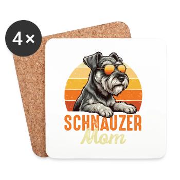 Schnauzer-Mama Miniatur-Standard-Riesenstolz - Untersetzer (4er-Set) - Weiß - Vorne