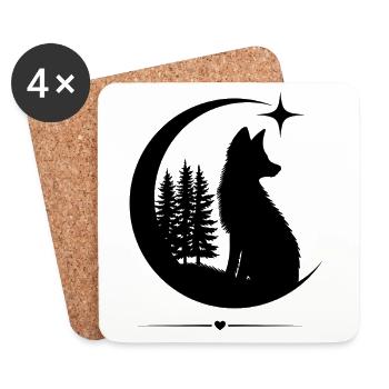 Forêt de la Lune du Renard - Dessous de verre (lot de 4) - blanc - Devant