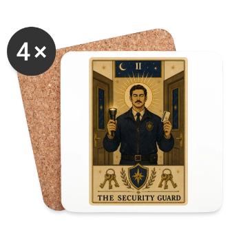 Agent de sécurité | Tarot de sécurité - Dessous de verre (lot de 4) - blanc - Devant