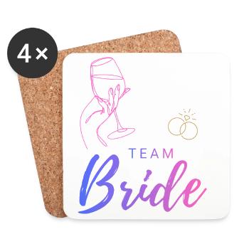 Team Bride Weinglas und Ringe - Untersetzer (4er-Set) - Weiß - Vorne