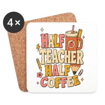 Moitié professeur, moitié café - Dessous de verre (lot de 4) - blanc - Devant