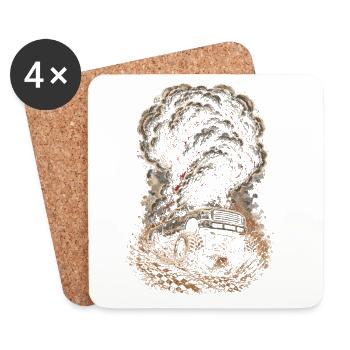 Charbon roulant - Dessous de verre (lot de 4) - blanc - Devant