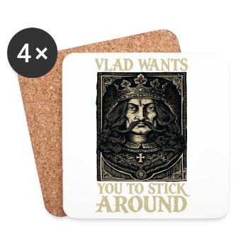Vlad Will Dich Bleiben - Untersetzer (4er-Set) - Weiß - Vorne