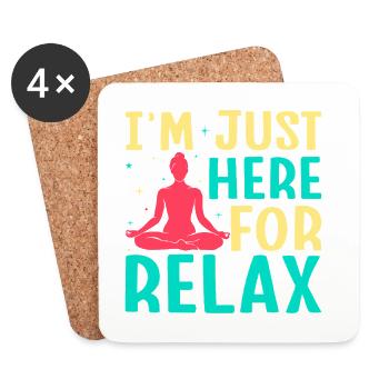 Yoga I´m Just Here For Relax Funny Yoga - Untersetzer (4er-Set) - Weiß - Vorne